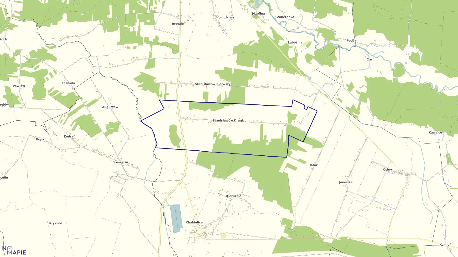 Mapa obrębu STANISŁAWÓW II w gminie Szczerców