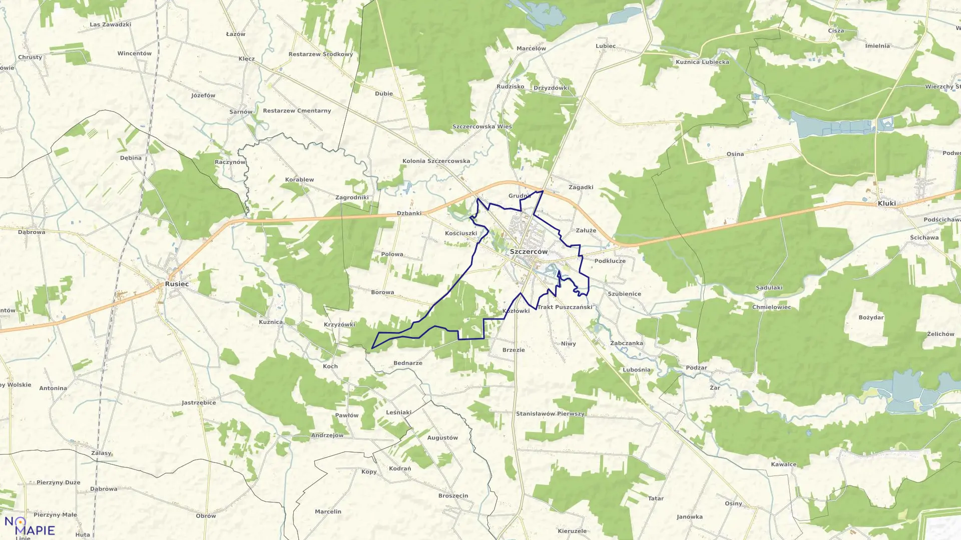 Mapa obrębu SZCZERCÓW w gminie Szczerców